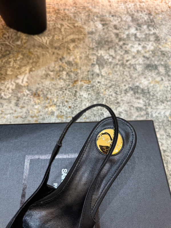 YSL Dakota Pumps 50mm Black Red Satin 637206