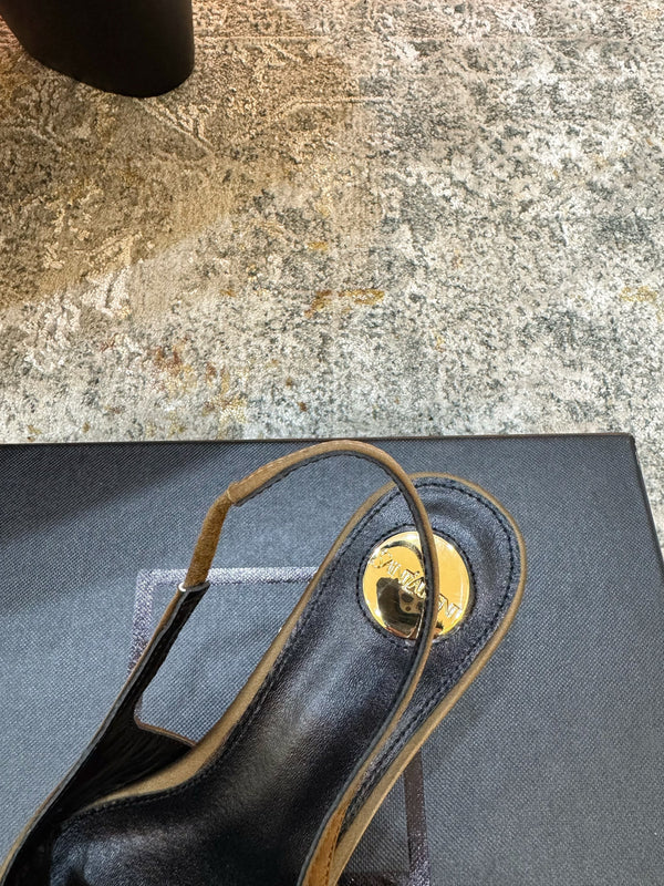 YSL Dakota Pumps 50mm Brown Satin 637210