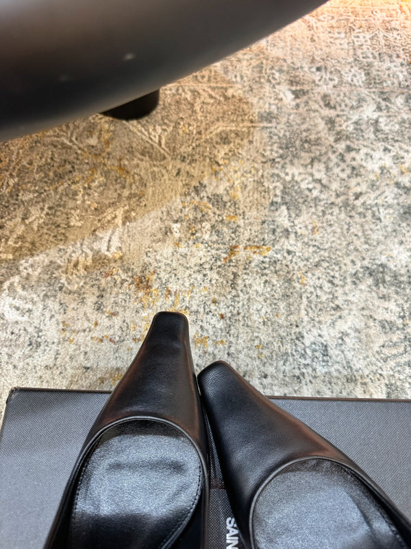 YSL Anne-Marie Slingback 8cm Black Sheepskin 637227