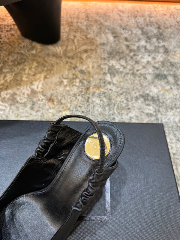 YSL Anne-Marie Slingback 8cm Black Sheepskin 637227