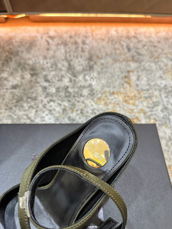 YSL 26FW Sandal 10.5cm Olive Silk 803983
