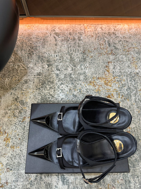 YSL 26FW Sandal 10.5cm Black Silk 803984
