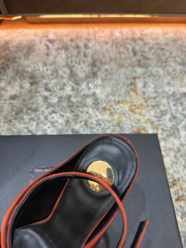 YSL 26FW Sandal 10.5cm Rust Red Silk 803986