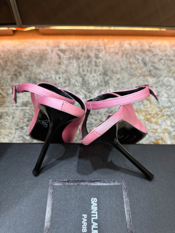 YSL 26FW Sandal 10.5cm Light Pink Silk 803988