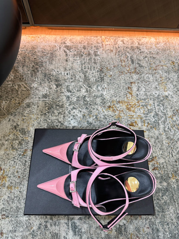 YSL 26FW Sandal 10.5cm Light Pink Silk 803988