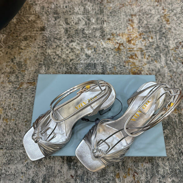 Pra Heeled Sandals 7cm Sliver Leather 804099