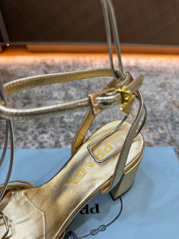 Pra Heeled Sandals 7cm Gold Leather 804101
