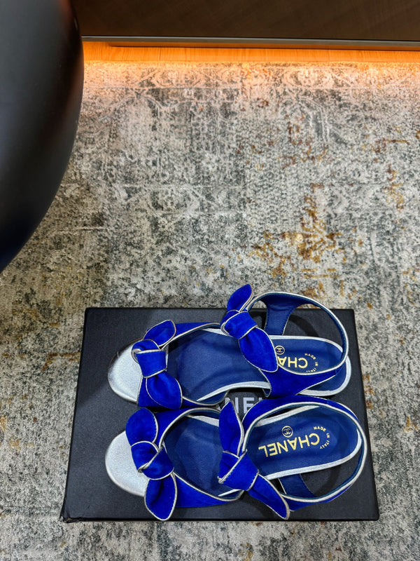 CC Double Bow Sandal 2cm Blue Sheepskin 804021