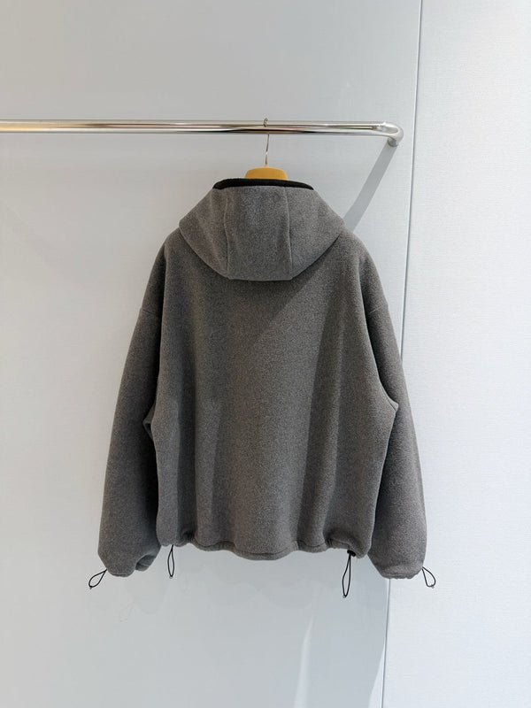 Miu 26s Stand-Collar Coat Grey Polyester 418737