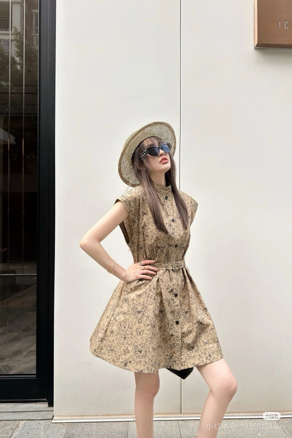 CD Butterfly Print Dress Cotton