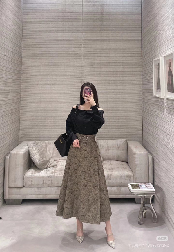 CD Butterfly Print Long skirt Cotton