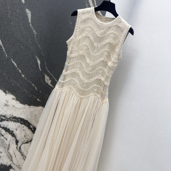 CD 25 Abito in tessuto di tulle bianco crema