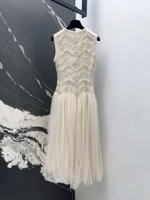 CD 25 Abito in tessuto di tulle bianco crema