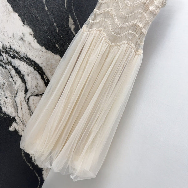 CD 25 Abito in tessuto di tulle bianco crema