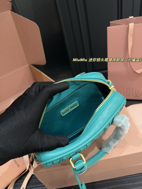 ARCADIE MATELASSÉ BAG 20 IN HIPPIE BLUE LAMBSKIN GOLD HARDWARE