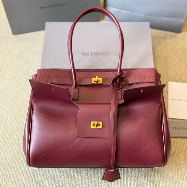 BORSA BEL AIR CARRY ALL 35 IN PELLE DI AGNELLO NAPPA ROSSA BORDEAUX CON FERRAMENTA ORO