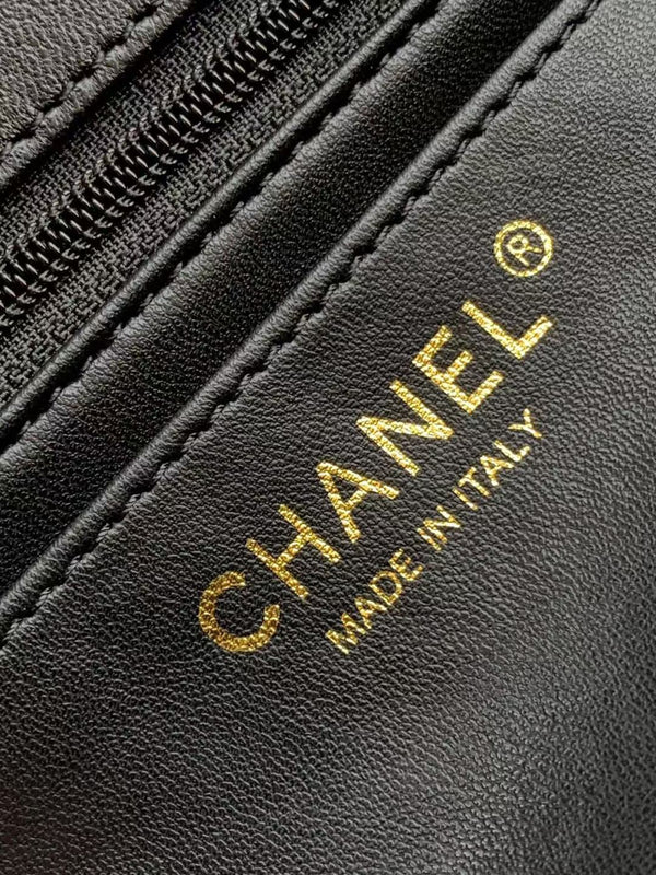 CC 25P Mini Flap Bag 20cm Black White Calfskin