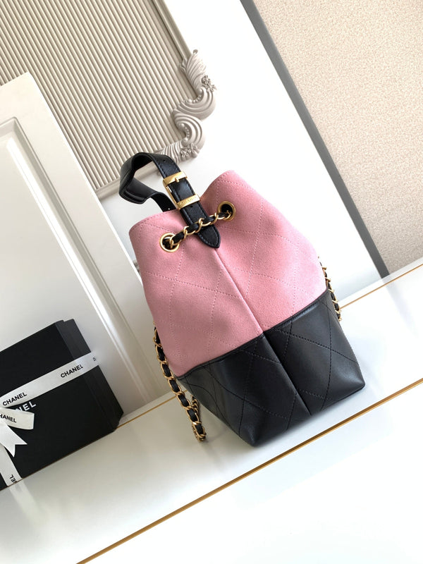 Chanel 2026 Shopping Bag 36cm Pink Black Suede Calfskin 348234