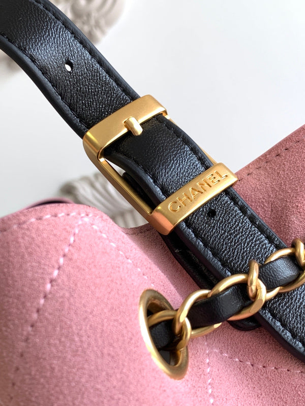 Chanel 2026 Shopping Bag 36cm Pink Black Suede Calfskin 348234