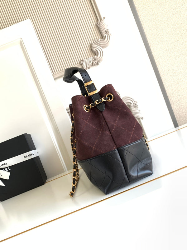 Chanel 2026 Shopping Bag 36cm Burgundy Black Suede Calfskin 348236