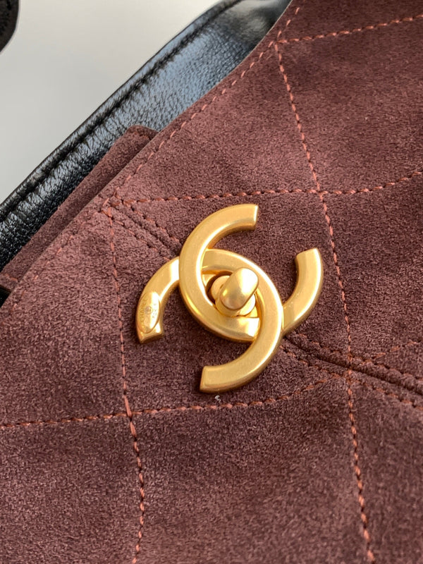 Chanel 2026 Shopping Bag 36cm Burgundy Black Suede Calfskin 348236