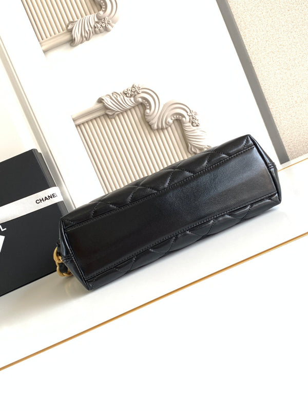 CC Hobo Bag With Chain 35cm Black Lambskin 277765 GHW