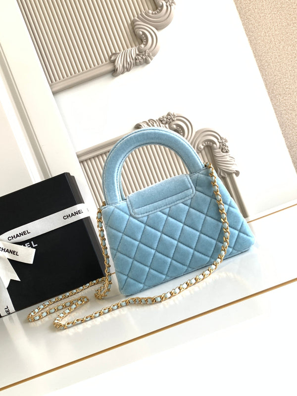 CC 24A Nano 19cm kelly shopping bag light blue velvet