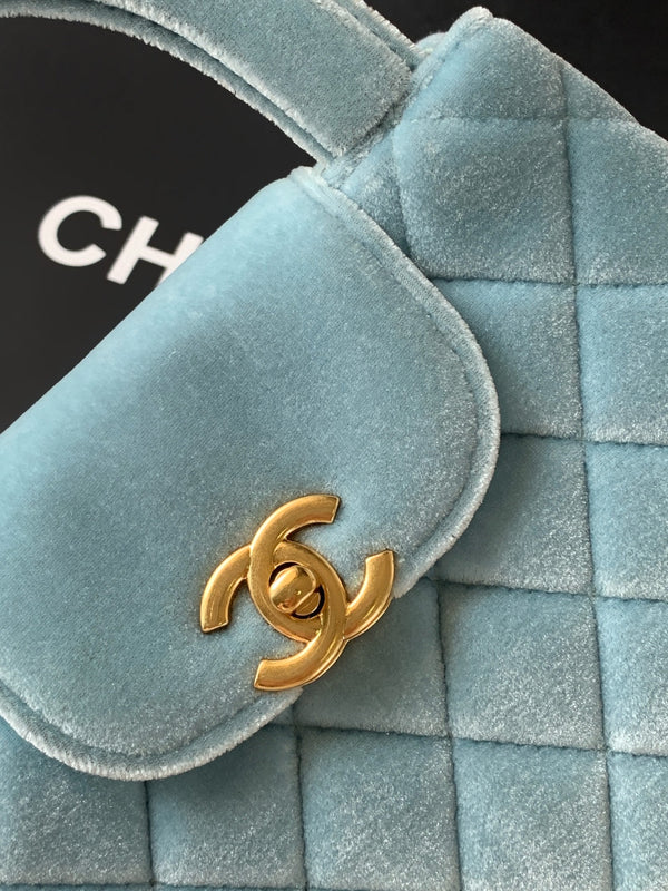 CC 24A Nano 19cm kelly shopping bag light blue velvet