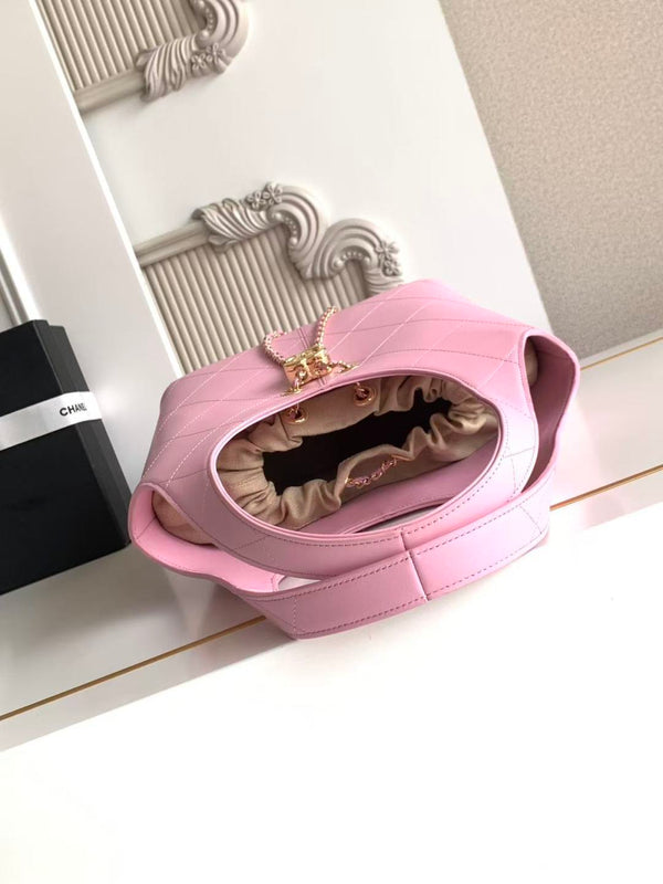 CC 2026 Basket Hobo Bag 35cm Pink Calfskin