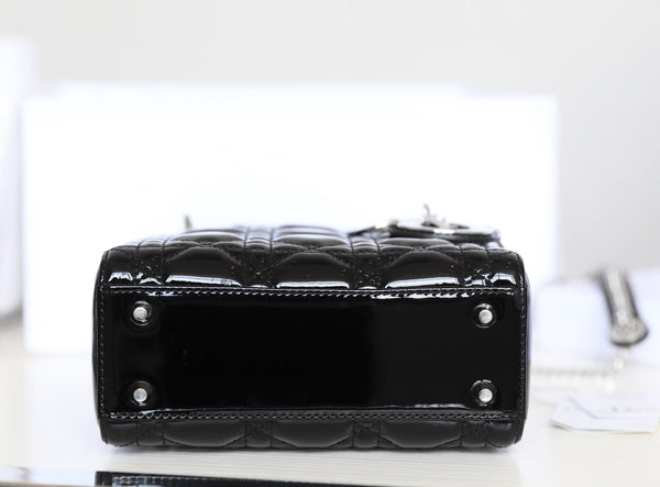 CD Lady Dior Mini Bag With Silver Hardware Calfskin