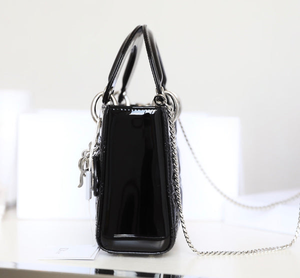 CD Lady Dior Mini Bag With Silver Hardware Calfskin