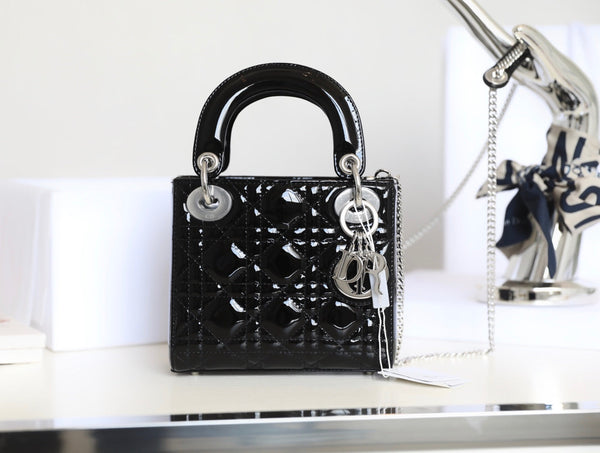 CD Lady Dior Mini Bag With Silver Hardware Calfskin
