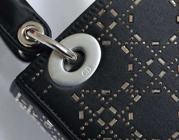 CD Lady Dior Mini Diamond Bag Black Satin