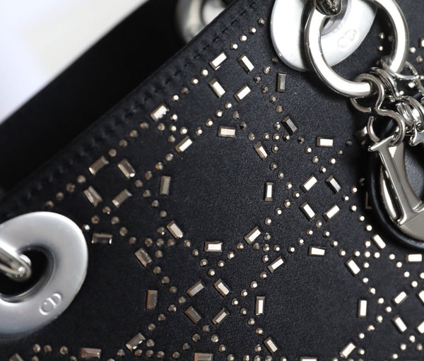 CD Lady Dior Mini Diamond Bag Black Satin