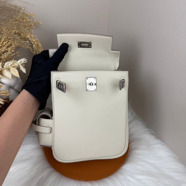 HM Kelly Jump Backpack White Cowhide Sliver Hardware 270038