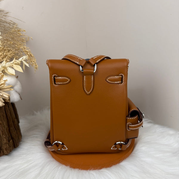 HM Kelly Jump Backpack Brown Cowhide Sliver Hardware 270050