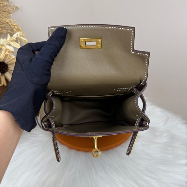 HM Kelly Jump Backpack Taupe Brown Cowhide Gold Hardware 270040