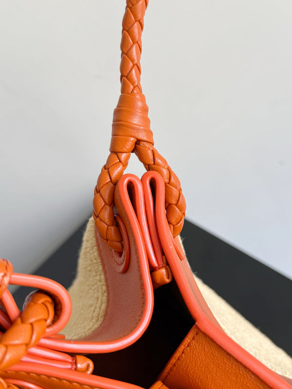 BV Small Parachute 20cm Burned Orange Raffia & Leather GHW