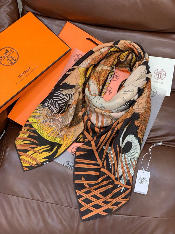 HM 25s The King Scarf 140cm Brown Black Cashmere 973046