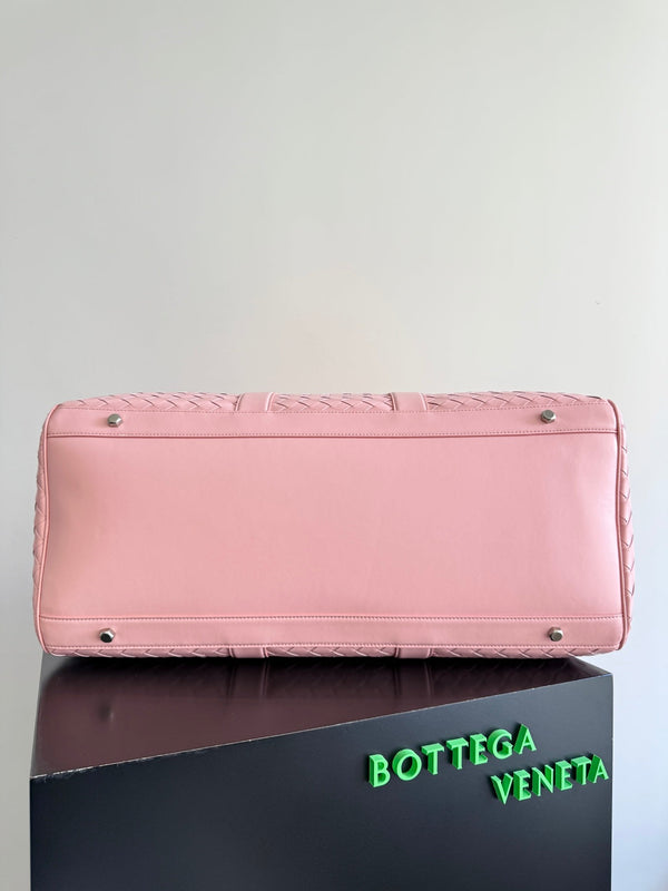 BV 25s Replica Bottega Veneta Duffel Bag Pink Intrecciato leather