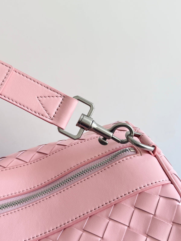BV 25s Replica Bottega Veneta Duffel Bag Pink Intrecciato leather