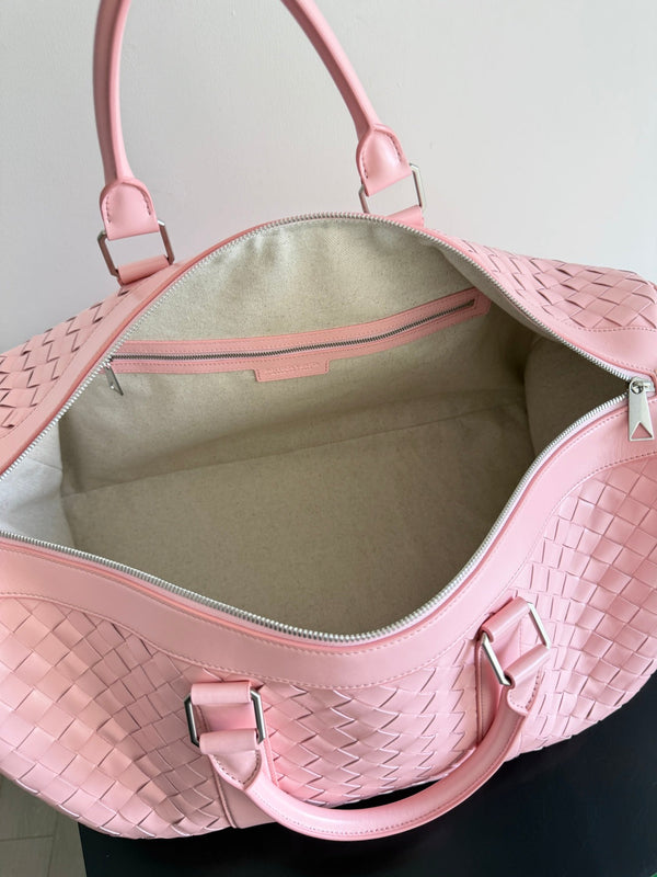 BV 25s Replica Bottega Veneta Duffel Bag Pink Intrecciato leather