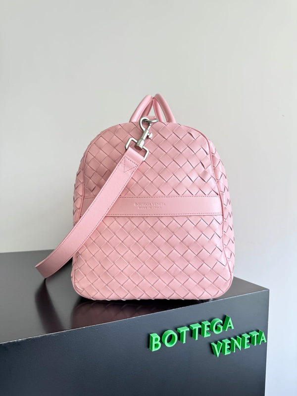 BV 25s Replica Bottega Veneta Duffel Bag Pink Intrecciato leather