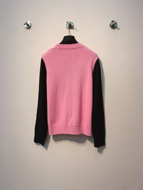 Chanel Pull Nœud Rose Noir Laine 317420
