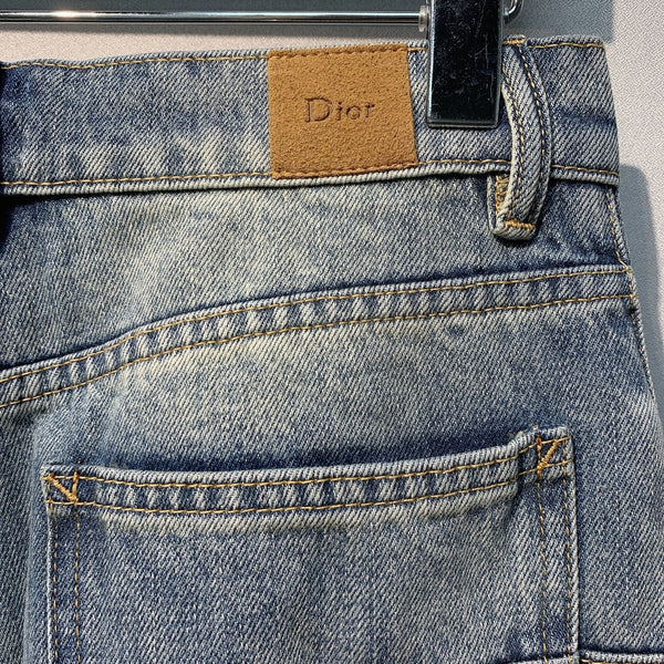 CD Jeans brodé trèfle à quatre feuilles Coton délavé bleu 350918