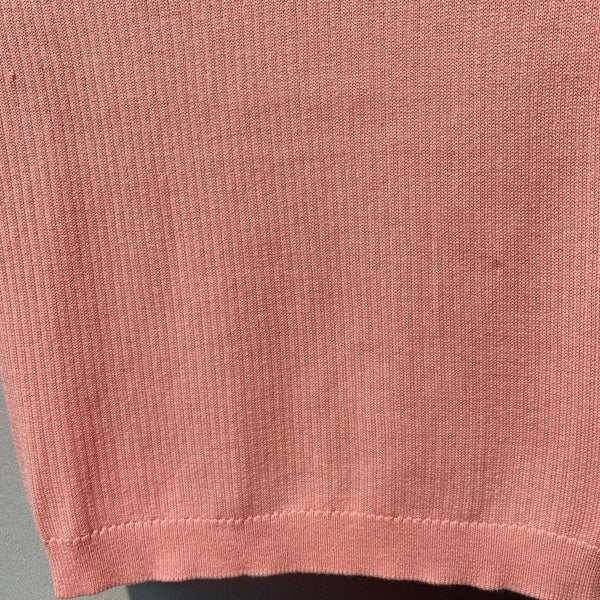 Haut en maille Miu SS26, col, dentelle, perles, logo, corail clair, coton, soie 350904