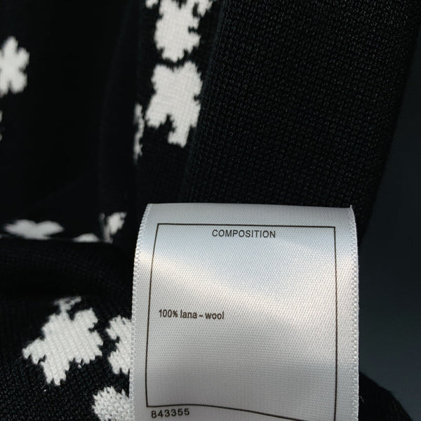 CC SS26 Haut en maille jacquard floral Laine noire 350907