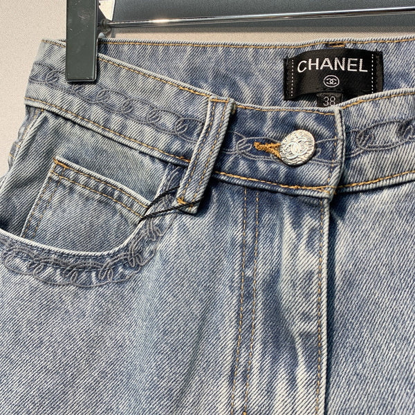 CC SS26 Short en jean taille haute et jambe large en coton bleu clair 350944