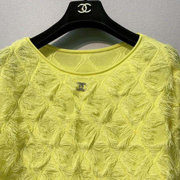 CC SS26 Haut en mousseline orné de plumes Mousseline fluo 350965