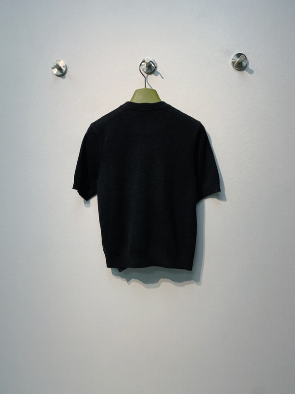 GG SS26 Knit Wool Top Embroidery Black Wool 350898